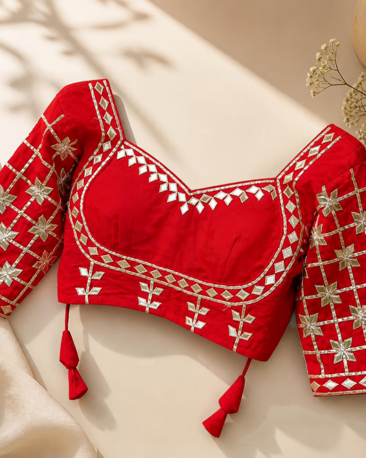 Red Aangi Gotta Patti Blouse