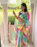 kota doria saree, semi kota saree, lehriya saree, multicolor saree, rajasthani saree, festive saree, teej saree