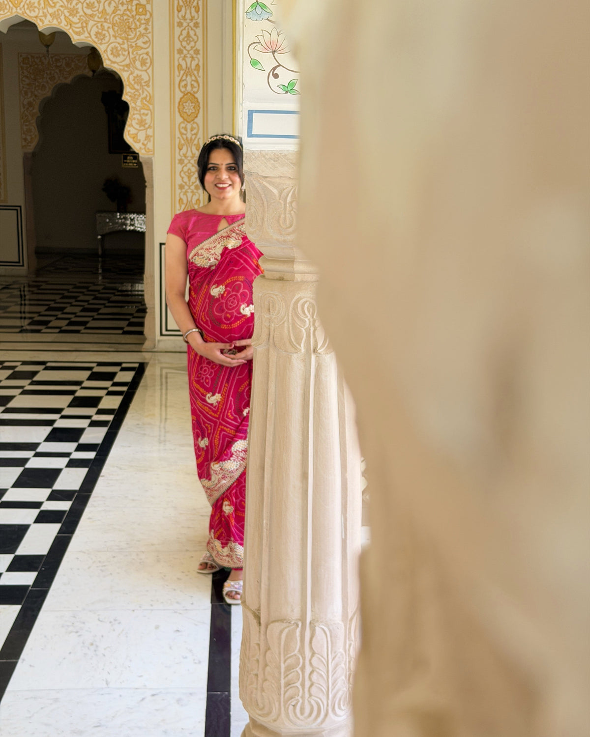 Magenta saree with heavy Zari embellished border