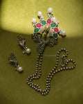Festive traditional jewellery set with peacock design and pearls