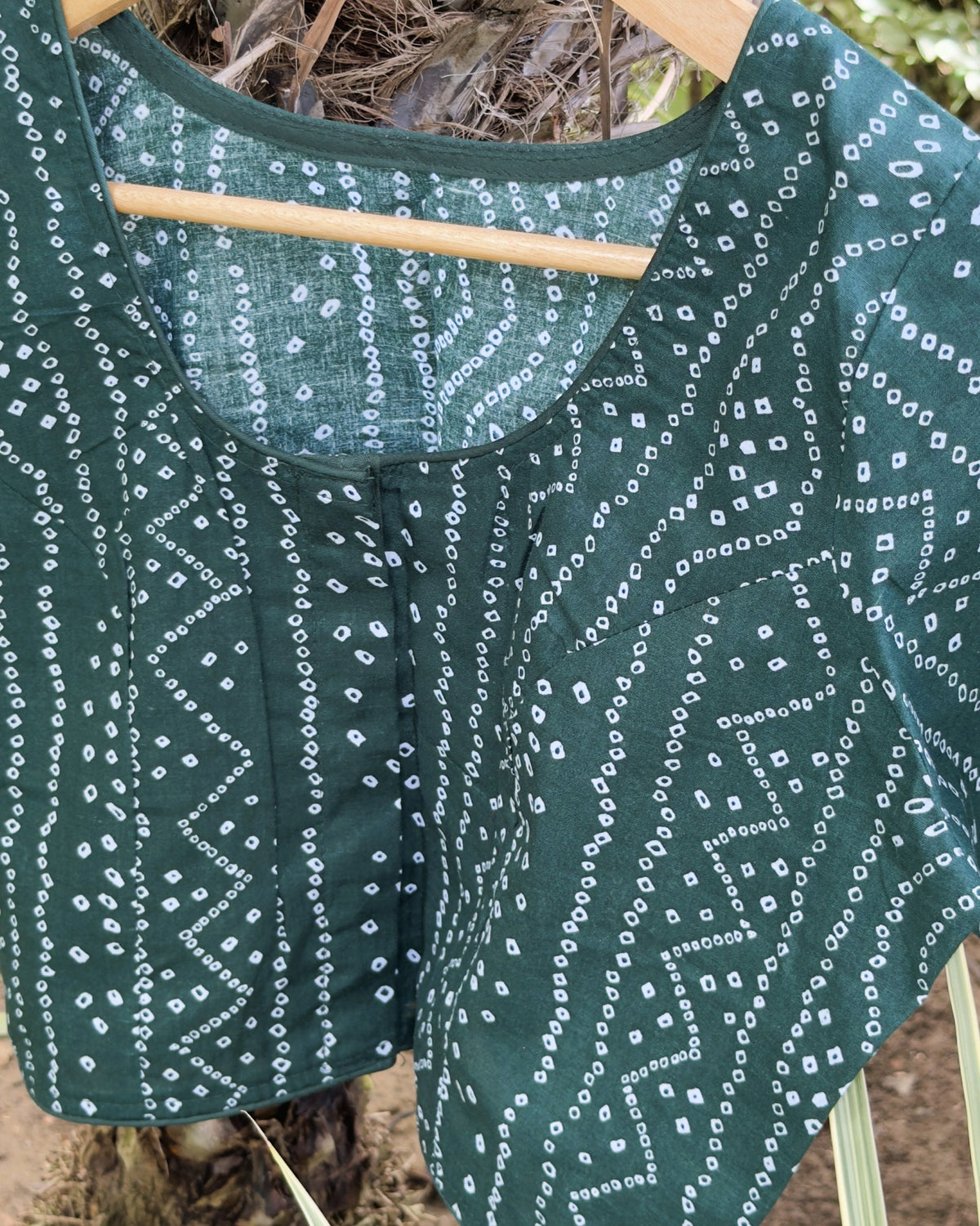 Green Cotton Bandhej Blouse – Free Size