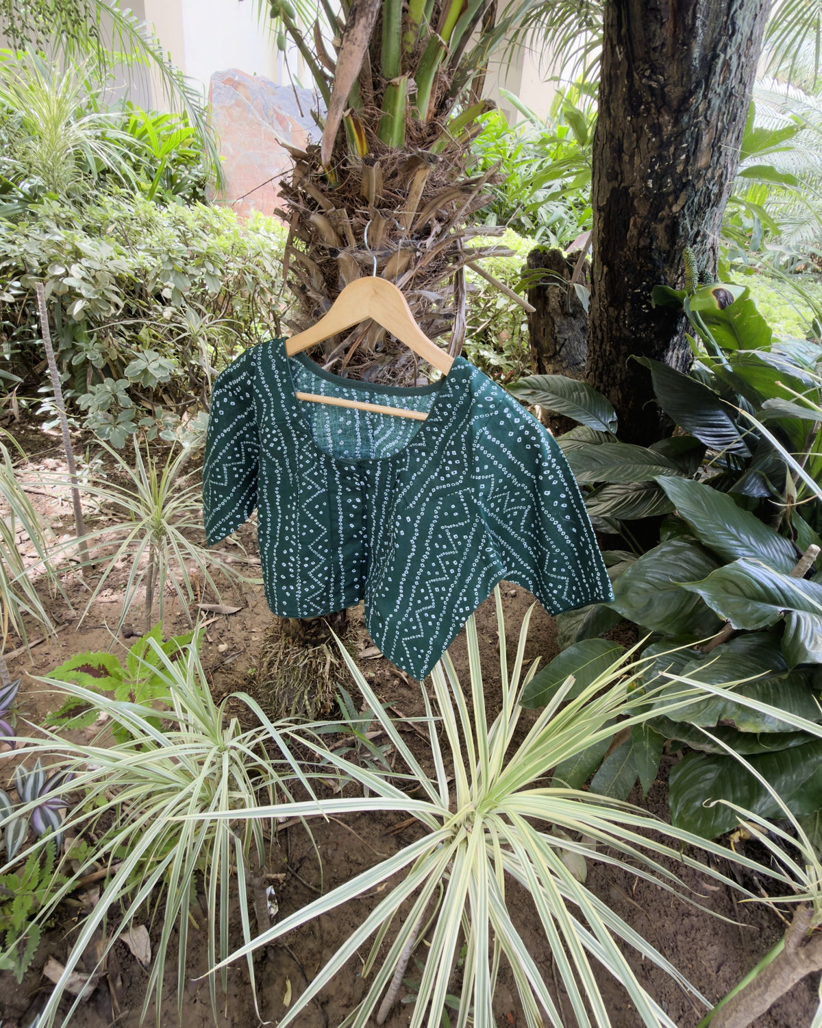 Green Cotton Bandhej Blouse – Free Size