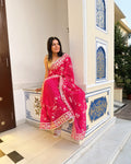Pink Pure Georgette Lehariya Saree with Gotta Patti Jaal